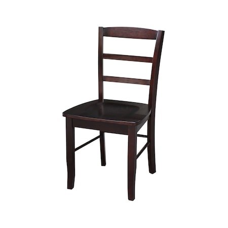 International Concepts Set of 2 Madrid Ladderback Chairs, Rich Mocha C15-2P